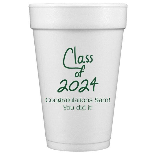Fun Class of 2024 Styrofoam Cups